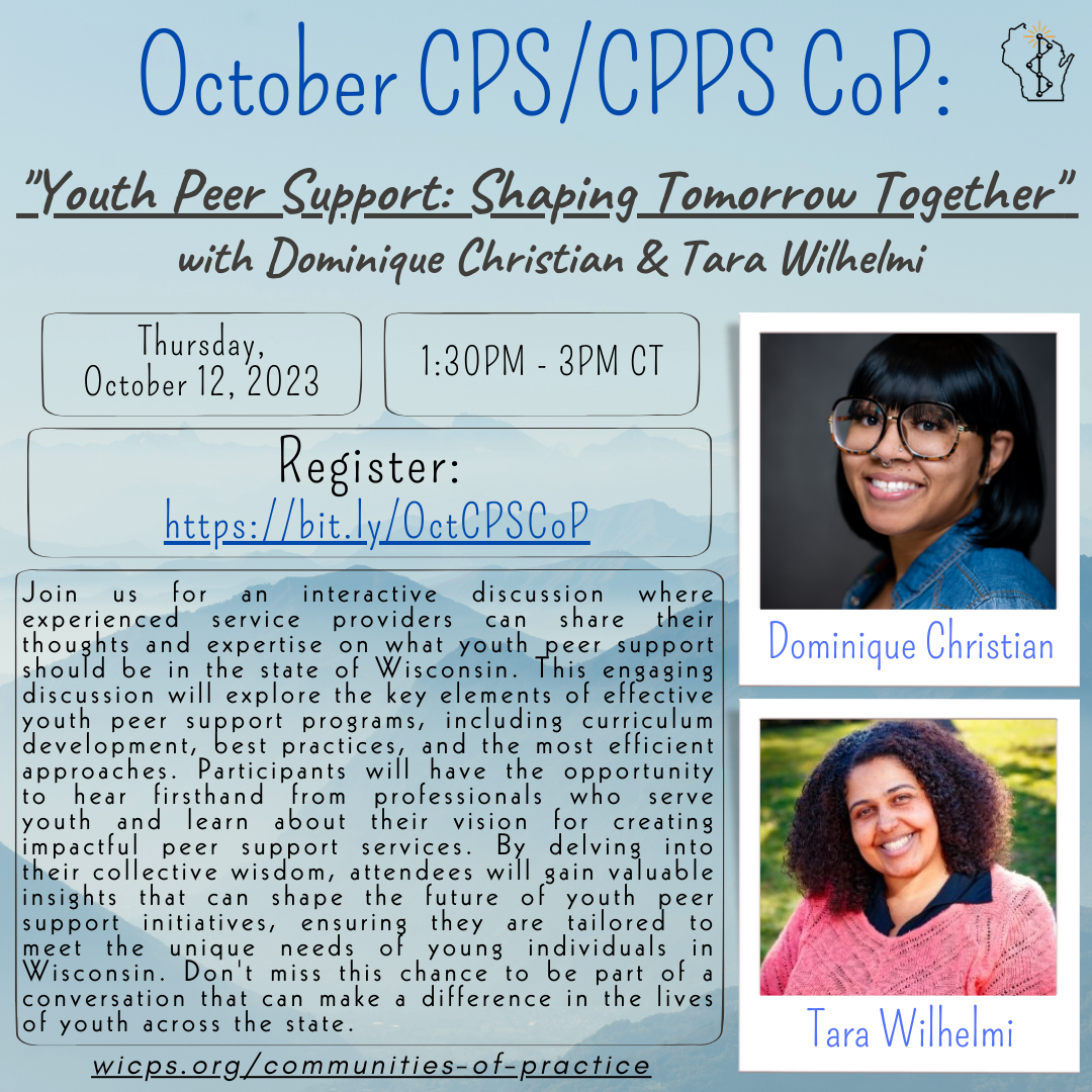 Background is a painting of mountains. Texts read: October's CPS/CPPS CoP; 